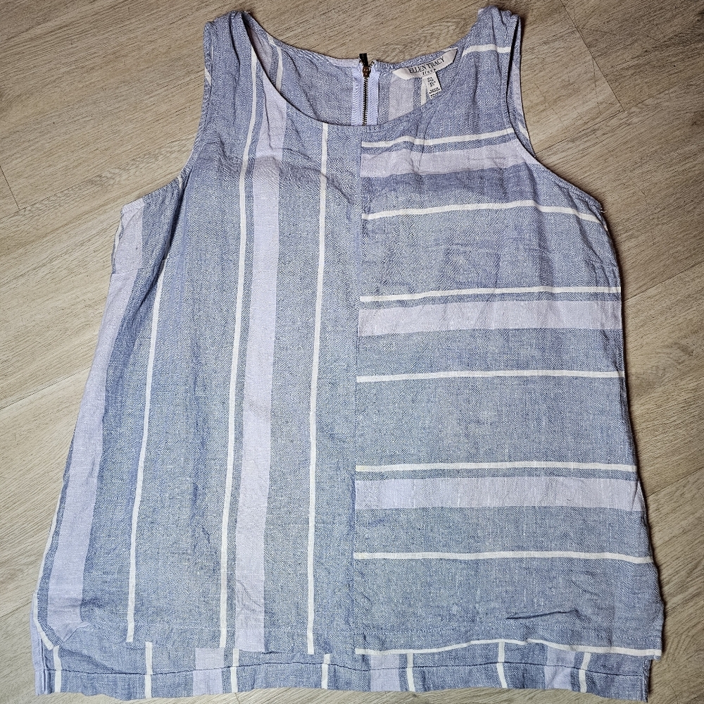 Ellen Tracy Blue and White Striped Blouse